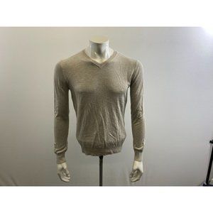 Le31 Gray V Neck Men's Sweater Size Small Long Sleeve Rayon Blend Pullover